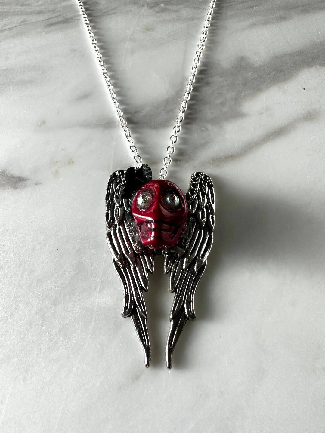 Dia De Los Muertos, Gothic, Winged Calavera with Rose