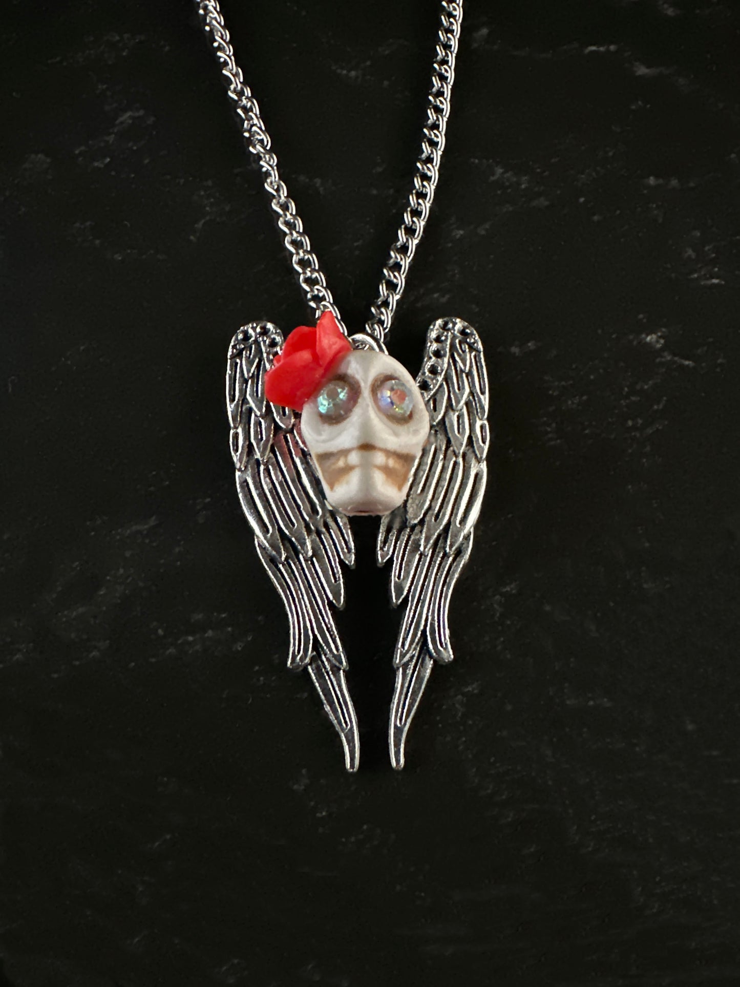 Dia De Los Muertos, Gothic, Winged Calavera with Rose