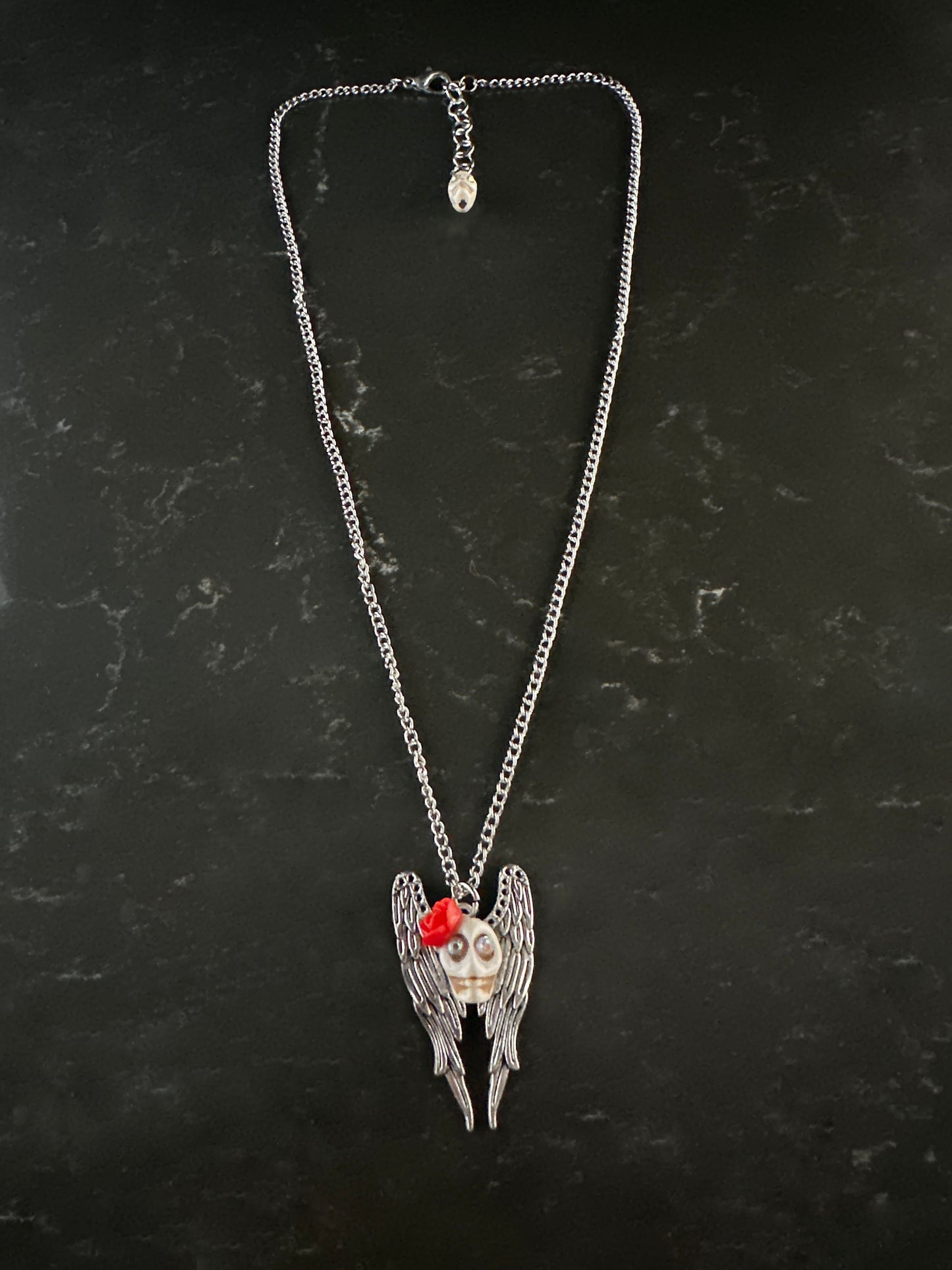 Dia De Los Muertos, Gothic, Winged Calavera with Rose